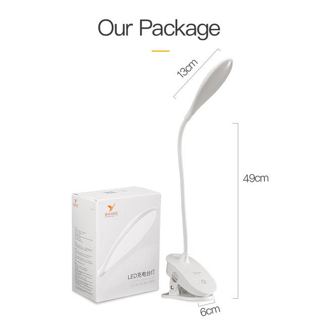 USB Table Lamp with Clip 1200mAh